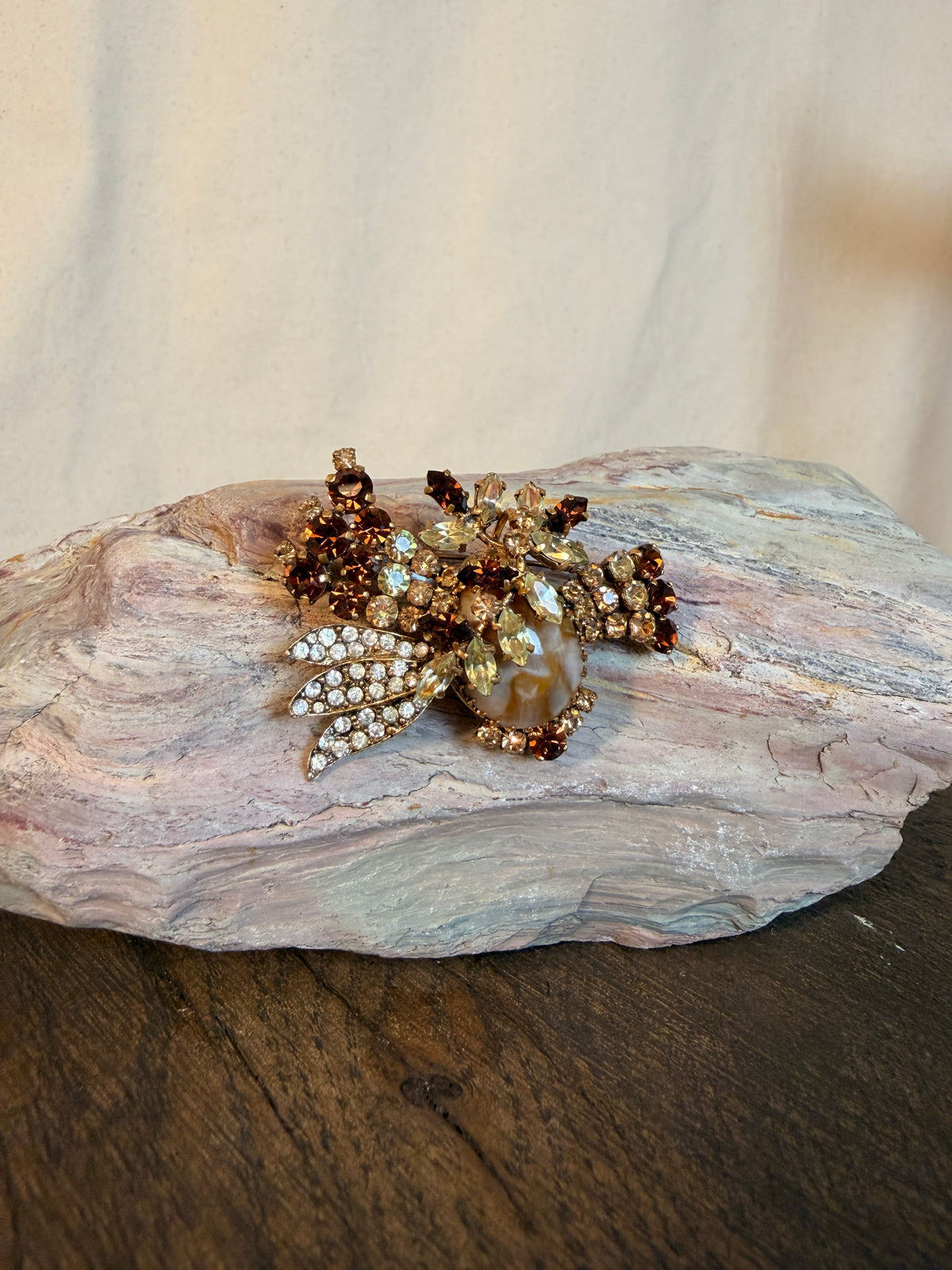 Floral Rhinestone Brooch