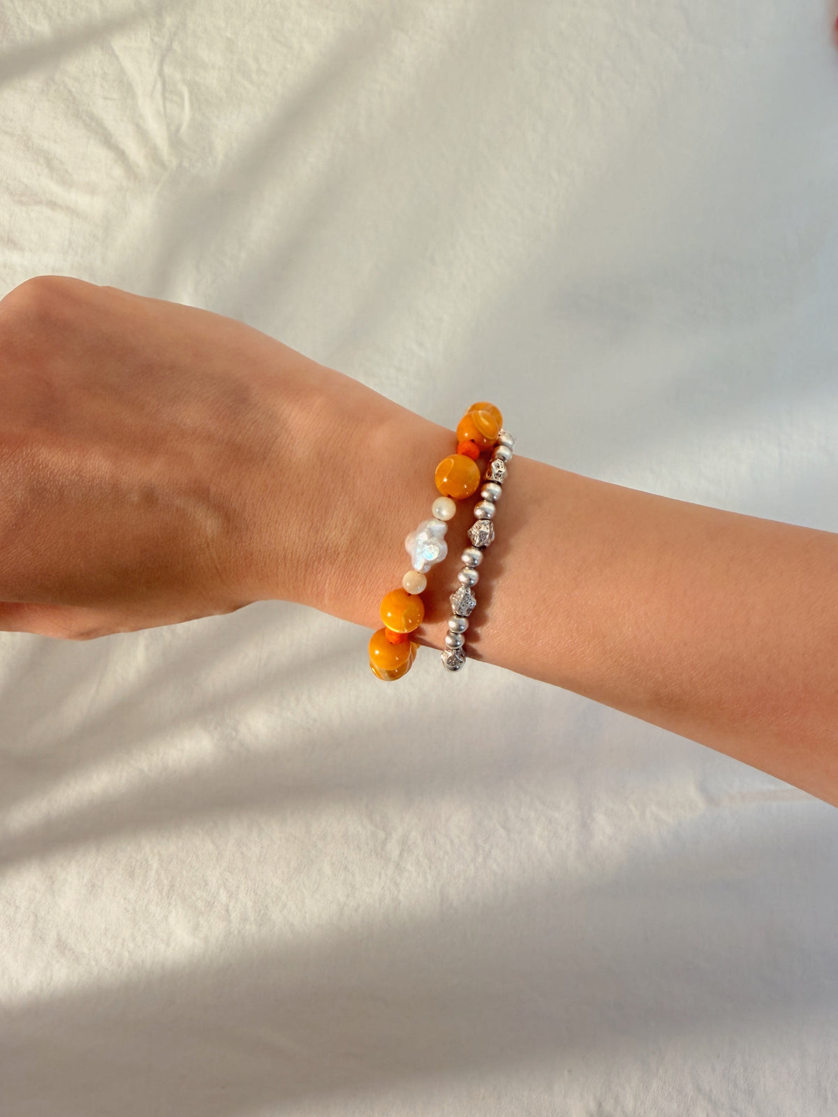 Orange Shell & Pearl Bracelet