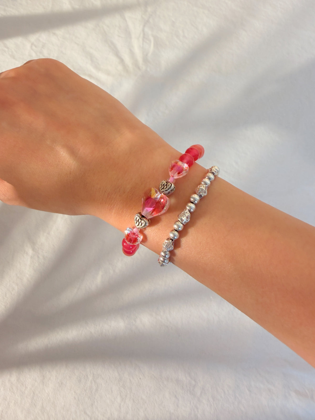 Rose Quartz & Crystal Heart Bracelet